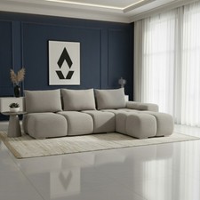 BEST II Corner Sofa Bed with Storage Upholstered Back 7 Colours Left/Right Side