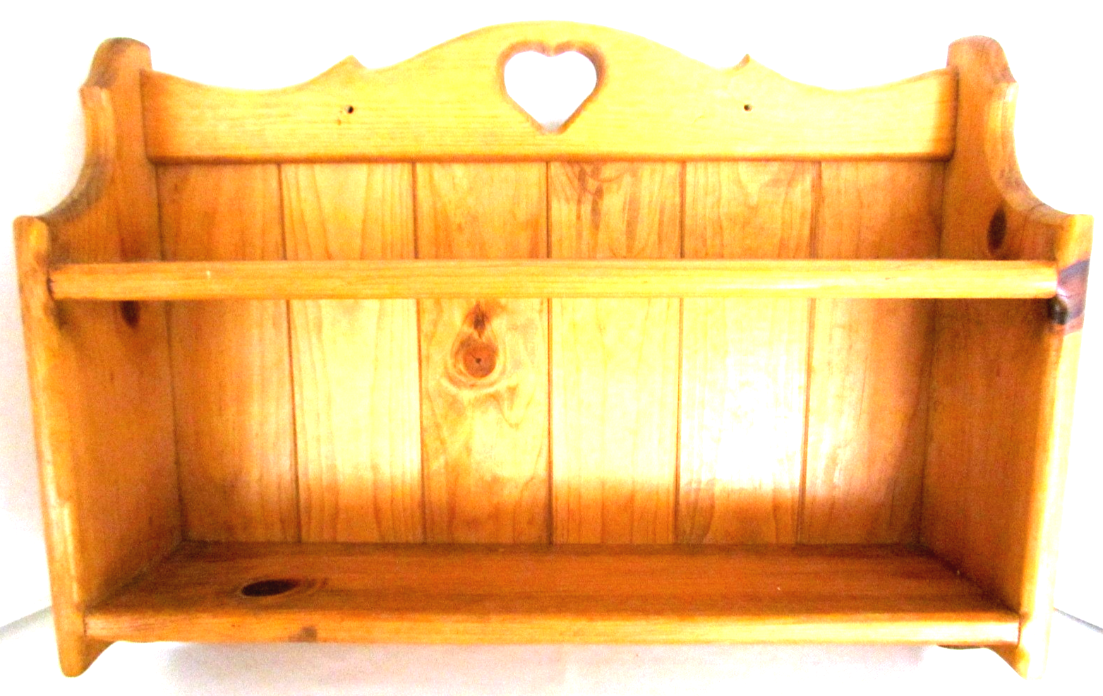 Vintage Handmade Oak Two Tier Wall Shelf