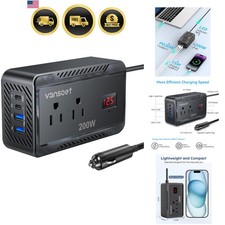 200W Car Power Inverter DC 12V to 110V AC Converter with PD 30W 15W Fast ...