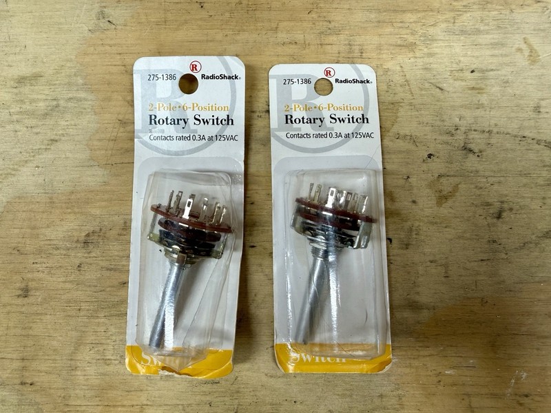 Lot of 2 Radio Shack 2 pole 6 position rotary switches 275-1386 - NR!
