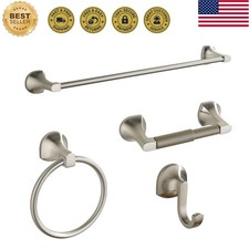 Bathroom Hardware Set Brushed Nickel Adjustable Expandable Towel Bar 4-Piece ...