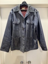 VTG Big Mac Denim Jean Chore Barn Jacket Coat Blanket Lined Corduroy Collar
