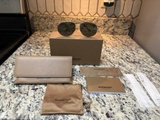 Authentic Brand New Burberry Women  s Gold Aviator Sunglasses With Case 38 Mm