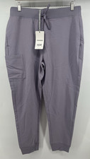 Mandala Womens High Waisted Jogger Scrub Pants Large Light Purple 35 28" Inseam