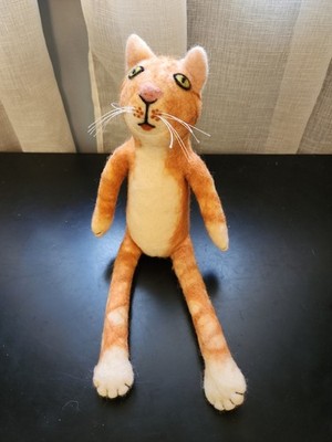Wool Felted Sitting Cat Plush
