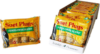 Suet Plugs 48 Pack, Case of 12 Individually Wrapped 12 Oz 4 Packs (Sunflower Ble