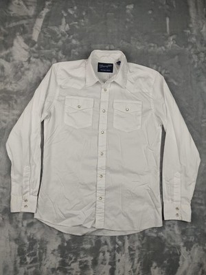 Wrangler Shirt Youth XL 14-16 White Pearl Snap Western Long Sleeve Button Up