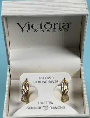 Victoria Townsend 1/4ct TW 18kt Over Sterling Silver Genuine Diamond Earring NWT