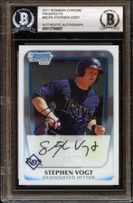 STEPHEN VOGT 2011 BOWMAN CHROME #BCP8 BGS AUTO BECKETT RC ROOKIE HARD SIGNED!