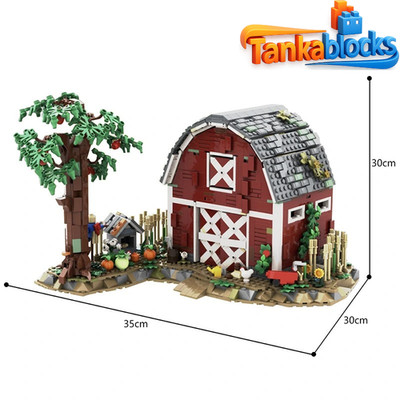 MOC Red Barn Country Farm Cabin Model Building Blocks Bricks Toys Set Collection