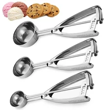 Saffron & Sage Cookie Scoop Set - Heavy Duty Stainless Steel 1 2 4 Tbsp Scoops