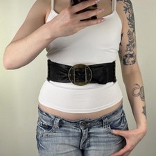 Y2K vintage Jane Norman belt genuine real leather chunky elastic studded