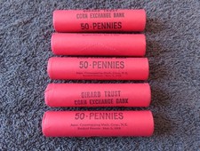 1963 Original Bank Wrapped Uncirculated Lincoln Cent Roll - Obw Pennys 1963 Original Bank Wrapped Uncirculated Lincoln Cent Roll - Obw Pennys