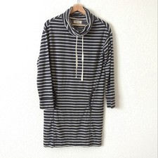 Max Studio Womens Striped Sweatshirt Dress Pullover XS Cowl Casual Summer Lounge