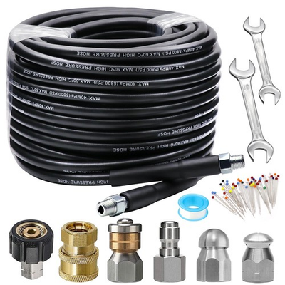 #ad Sewer Jetter Kit 100FT 5800PSI Pressure Washer Drain Cleaner Hose 1 4quot; NPT Nozzl $91.03