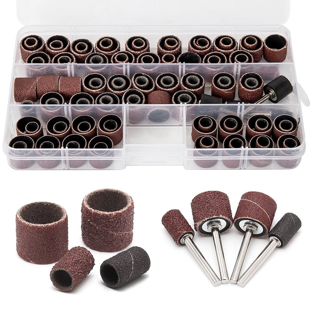 104 Pieces Sanding Band Drum Sleeve 60 120 320 Grit 1/4"" 1/2"" Nail Drill New