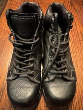 Harley-Davidson Women  s Biker Black Leather Riding Boots, Size 8 lace up comfort