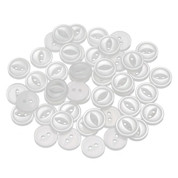 50Stk CremeweißE Runde NäHknöPfe 12,5Mm,Kunstharz,2-Loch,Fischauge,Bastelknopf-image
