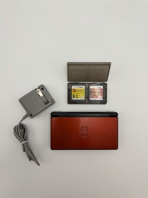Red Nintendo DS Lite Handheld Console   2 Games, Charger, Stylus   Working