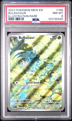 2023 POKEMON MEW EN-151 ILLUSTRATION RARE #166 BULBASAUR PSA 8
