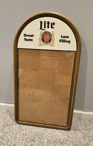 Vintage Miller Lite Beer Sign Advertising Cork Board 1984 A Fine Pilsner  *Read
