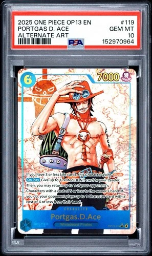 PSA 10 Portgas D Ace OP13-119 Alternate Art English One Piece GEM MT 10