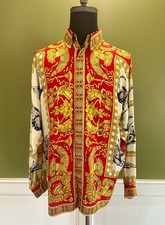 Gianni Versace, Istante, Pre-Death Mens Silk Shirt, Large Tupac/Biggie