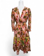 Farm Rio mixed mango trees pink midi dress. Size small.