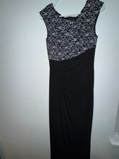 Connected Apparel Women’s Black Evening Gown with Silver Sequin Lace Bodice – 21