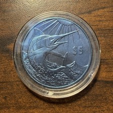 2017 British Virgin Islands $5 Titanium Coin Blue Marlin Pobjoy Mint, No Box/COA