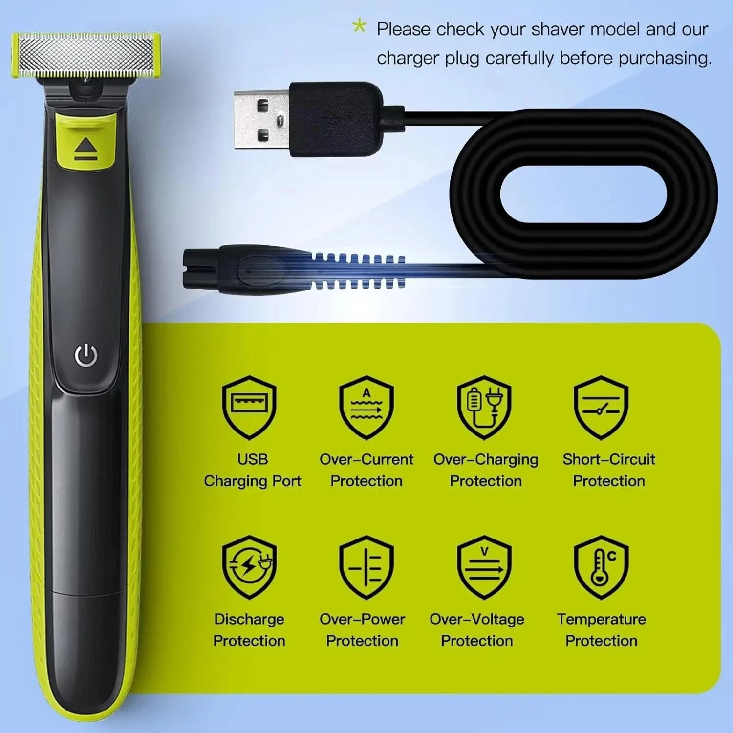 USB Charger Cable for Philips OneBlade QP2724 QP2834 Shaver Cord UK 2