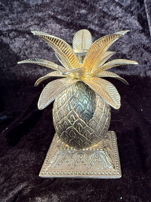 Vintage Godinger Silver Plated Tropical Pineapple Leaf Candle Holder