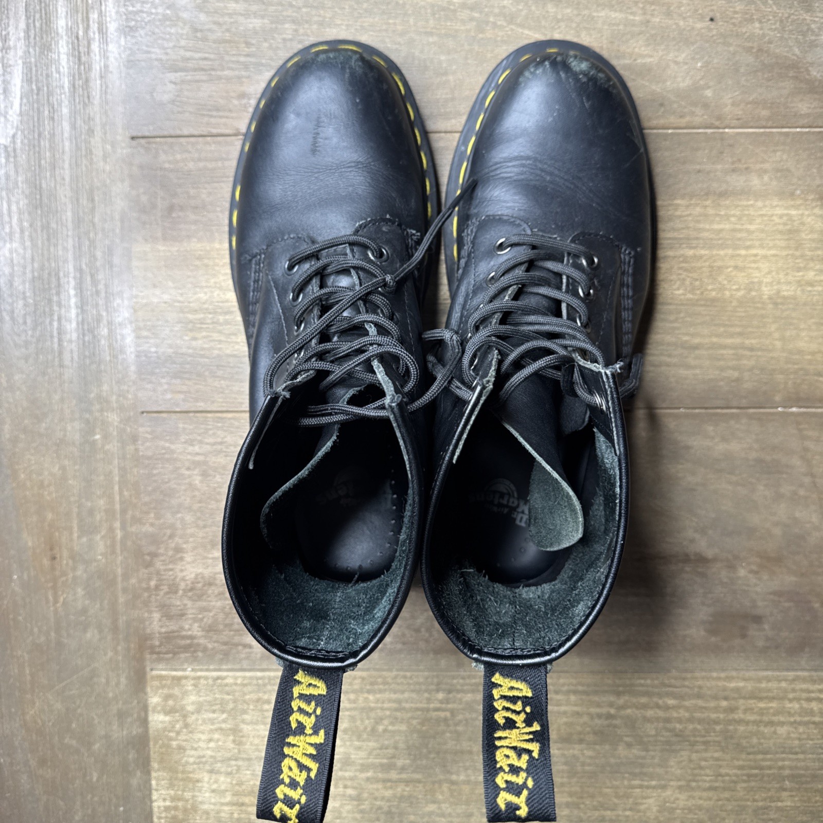 Doc Dr. Martens Black Leather Combat Boots Lace-Up M8 W9 GUC thumbnail 12