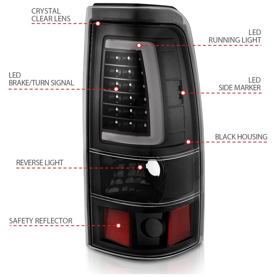 Задний светодиодный фонарь Anzo 311330 для Chevrolet Silverado 1500 1999-2002 LH RH черный - Изображение 4 из 4