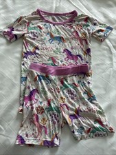 Little Sleepies Bamboo PJ Set 4T Two-Piece Unicorns Rainbows Girls
