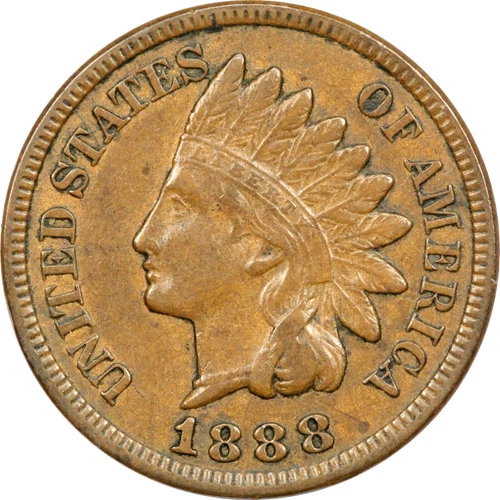 1888 Indian Head Cent 1C, About Uncirculated AU
