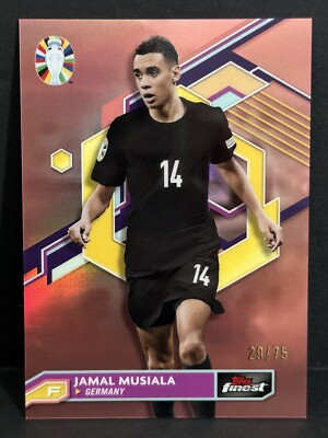 jamal musiala limited edition card 2023 Topps Finest Road To Euro 2024 Germany Jamal Musiala Rose Gold /75