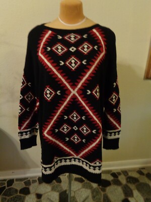Ralph Lauren Aztec Knitted Indian Blanket Tunic Sweater Cotton Size 2X NWT