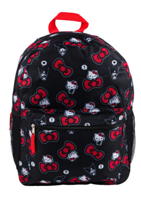 Hello Kitty and Kuromi 16'' Backpack, Black/ Red Bows