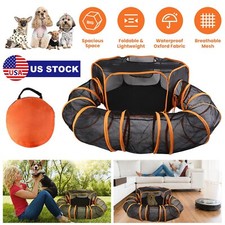 2 in 1 Foldable Pet Dog Cat Small Animals Activity Playpen Enclosure with Tunnel