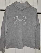 Boy's Pullover Under Armour Gray Long Sleeve Hoodie Size Medium Loose