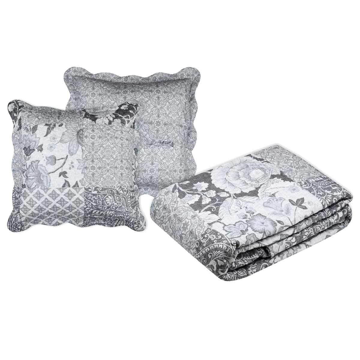 Couvre lit boutis Octavia haut de gamme avec piquage relief et taies 220x240