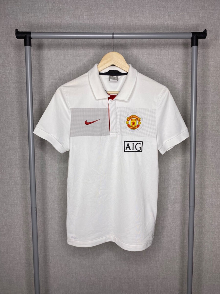 Nike Manchester United ポロシャツ AIG 2009-2010 Manchester United Nike Training Polo Shirt Size S White