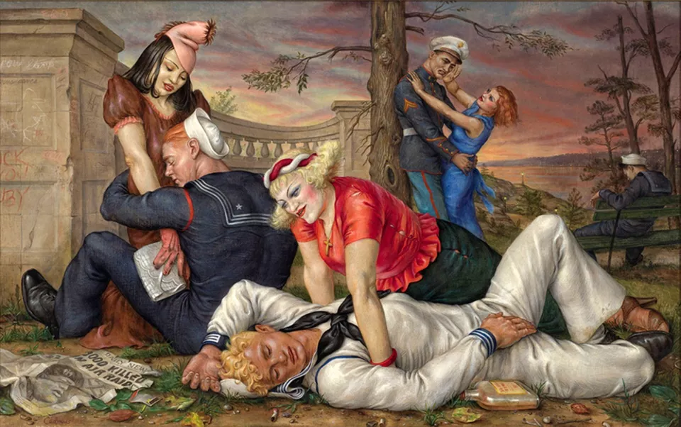 PAUL CADMUS SAILORS AND FLOOSIES FIGURE ART Giclée Print Fine Canvas - Image 2 of 2