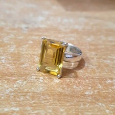 Natural Citrine Octagon Gemstone 925 Sterling Silver Ring Jewelry 8 Gift for Her
