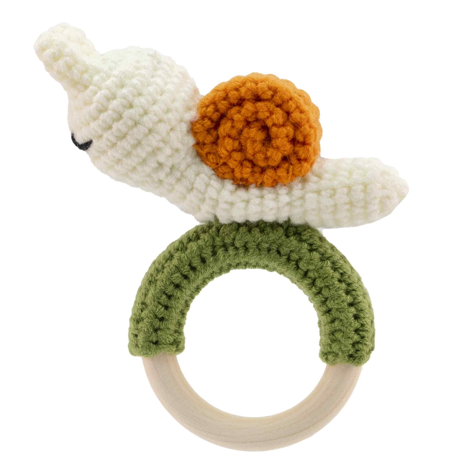 Sonajero Para Bebe Diseño Caracol Mango Madera