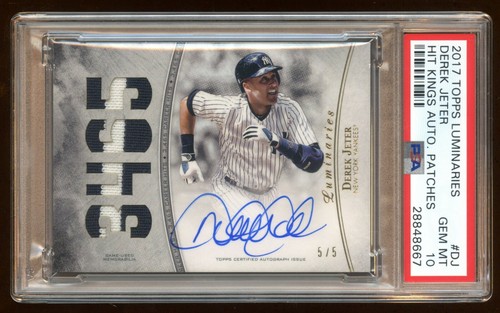 POP 1 PSA 10 DEREK JETER 2017 TOPPS AUTOGRAPH Quad GW JUMBO PATCH Jersey #ED 5/5