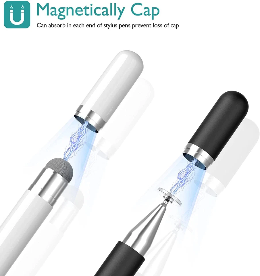 Stylus Pens for Touch Screens, LezGo Disc & Fiber 2 Ends Magnetic Caps Slim Thin - Image 2 of 4