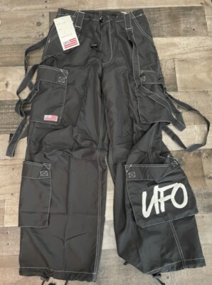 NWT Vintage 90s UFO Spell Out Parachute Rave Cargo Pants Size XS 