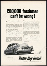 1950 Buick Super Sedan Car Photo 200000 Freshmen Cant Be Wrong Vintage Print Ad